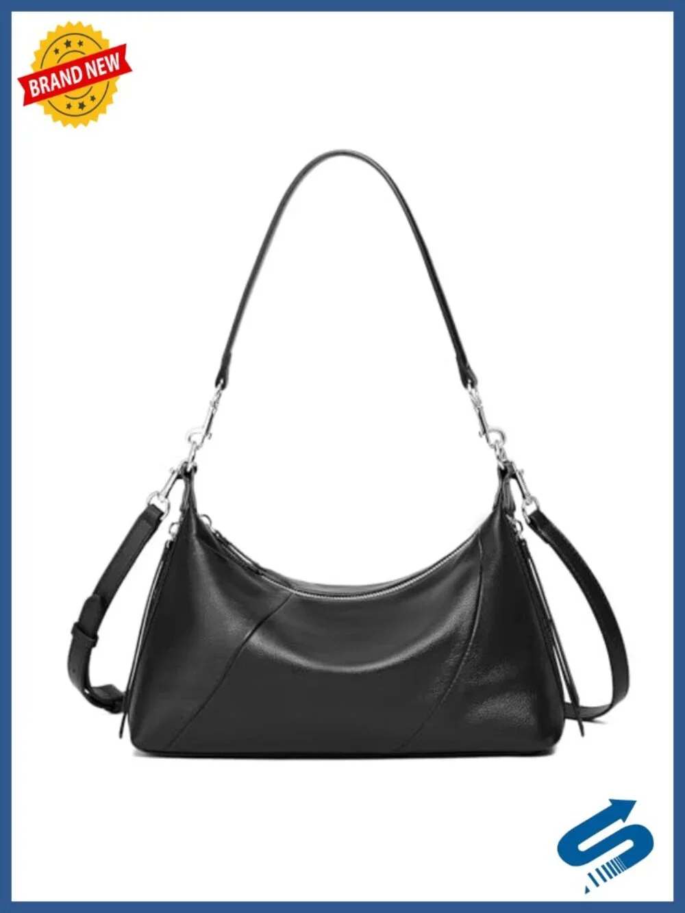 Genuine Leather Hobo Bag, Minimalist Shoulder & Crossbody Bag